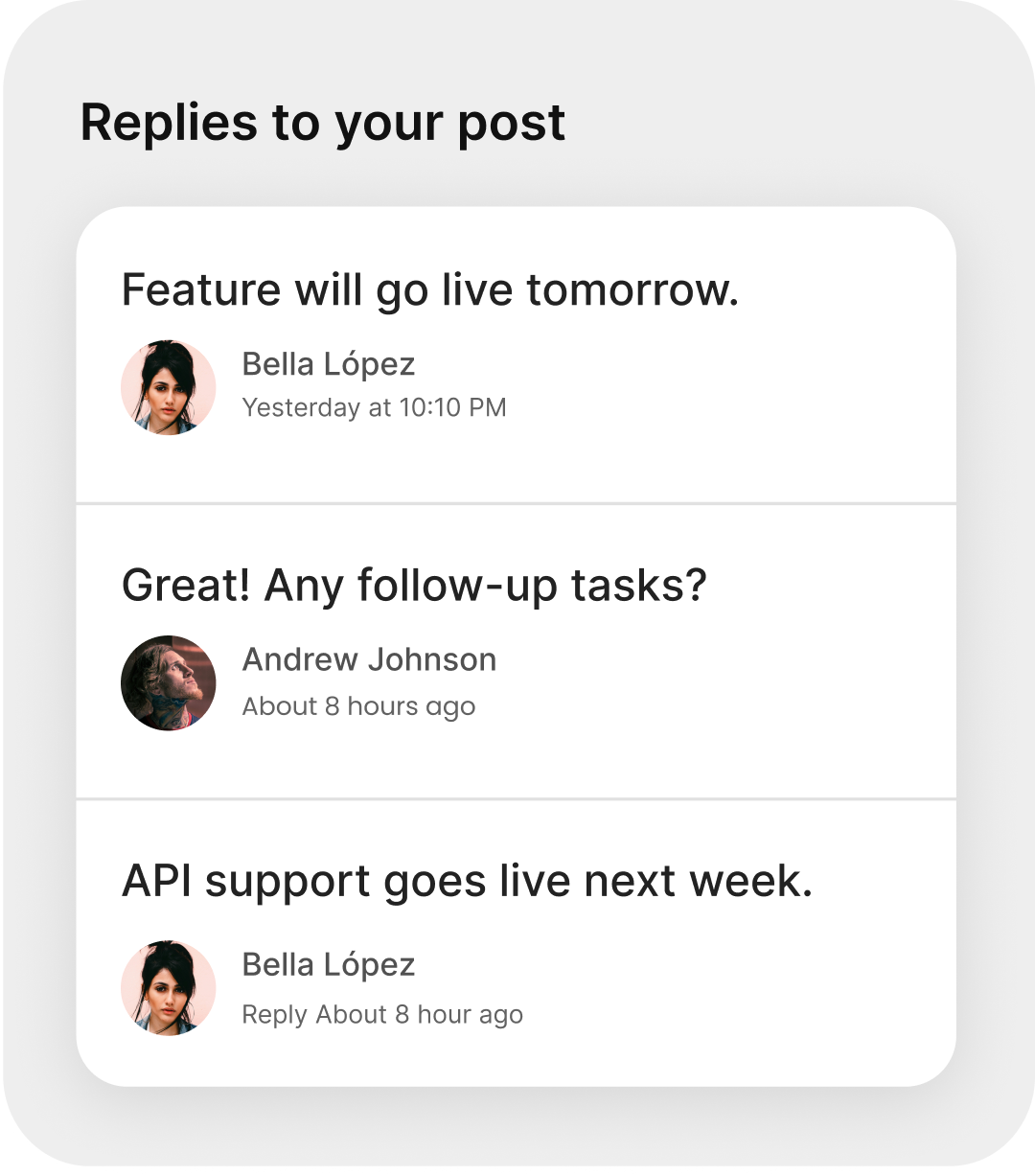 Booklet replies feature